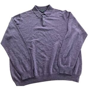 Brooks Brothers Purple Extra Fine Italian Merino Wool Collared Sweater-XL